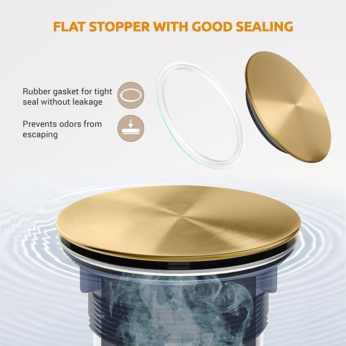 BOTEMY 3-1/2'' Kitchen Sink Drain Assembly Kit, Brass-Finish Sink Drain Strainer - Image 5