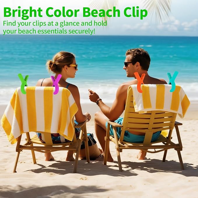 Beach Towel Clips for Beach Chairs Cruise, Strong Grip Clothes Pins Non-Slip - Image 4