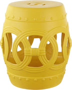 JONATHAN Y TBL1022E Lucky Coins 16" Chinese Ceramic Drum Indoor/Outdoor Garden Stool Bohemian, Coastal, Cottage, French Country, Traditional, for Living Room, Garden Room, Patio, Matte Yellow by JONATHANY