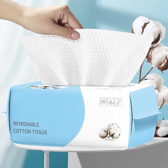 100 Count Disposable Face Towel, Biodegradable Cotton Facial Dry Wipes by MishchiMakesYourLifeEasier
