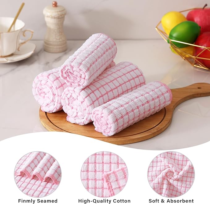 Homaxy Kitchen Towels and Dishcloths Set, 16 x 25 and 12 x 12 Inches, Super - Image 4