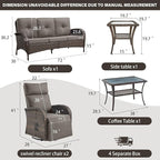 5 Piece Patio Furniture Set with Swivel Recliner Chair - Removable Outdoor Patio Couch Set, Chaise Lounge Chair Outdoor with Adjustable Backrest and Footrest and Coffee Table for Casual Gathering - Image 2