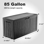 ROJIK Outdoor Storage Box with Wheels – 85 Gallon Mobile Waterproof Resin Deck Box, Lockable Storage for Patio Cushions, Garden Tools, Pool Accessories – UV-Resistant Storage Bench for Backyard & Deck - Image 2
