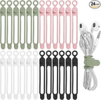 Nearockle 24Pcs Silicone Cable Straps Cord Organizer by ELECTRONICSORGANIZATION