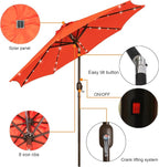 Blissun 9 ft Solar Umbrella, 32 LED Lighted Patio Umbrella, Table Market Umbrella, Outdoor Umbrella for Garden, Deck, Backyard, Pool and Beach (Orange) - Image 2