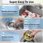3-in-1 Kitchen Sink Drain Strainer : Pop Up Sink Stopper, 304 Stainless Steel - Image 6