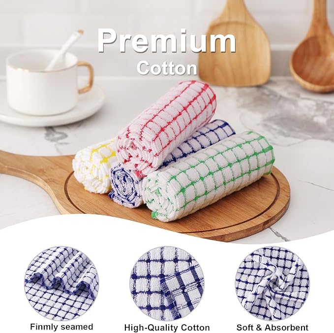 Kitinjoy Cotton 8 Pack Terry Kitchen Dish Cloths, 12 x 12 Inches Super Soft and - Image 2