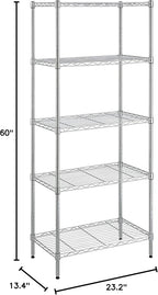 Amazon Basics 5-Shelf Adjustable Storage Shelving Unit for Garage, Steel Wire Rack, 200 Pound Loading Capacity per Shelf, 23.2" x 13.4" x 60", Chrome Finish - Image 11