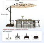 wikiwiki 10ft Patio Umbrella with Base Included, Outdoor Offset Cantilever Umbrella with Sandbag Base for Backyard, Garden and Pool, Easy to Tilt and Crank, Beige - Image 6