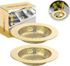 RQYEKDO Kitchen Sink Drain Strainer，2 Pack Stainless Steel and Gold Mesh Sink by rqyekdo