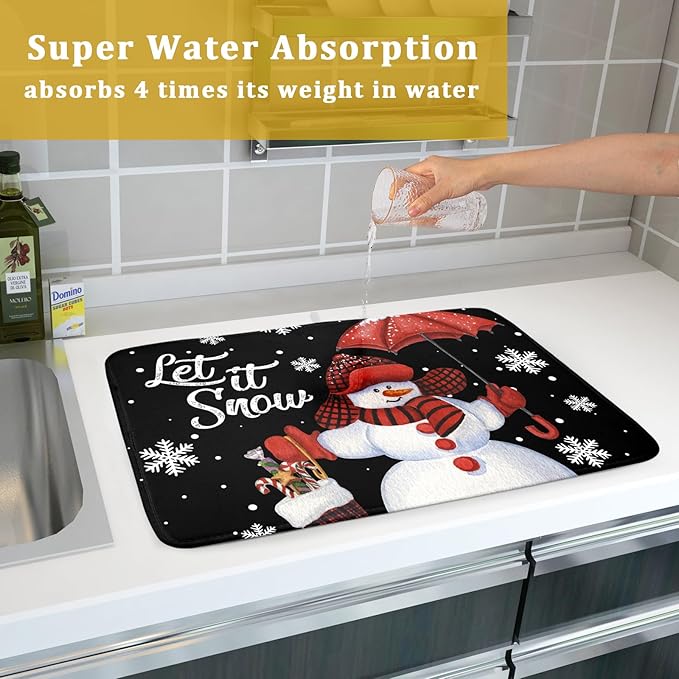 Let It Snow Dish Drying Mat, Winter Dish Drying Mat - Image 7