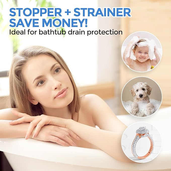 zaa Bathtub Drain Stopper, Upgraded 2in1 Tub Stopper Bathtub Drain Cover and - Image 7