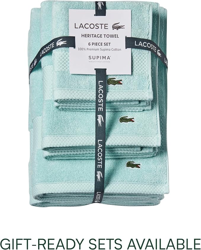 Lacoste Heritage 100% Supima Cotton Wash Cloth, Premium Super Soft Bath Towel - Image 4