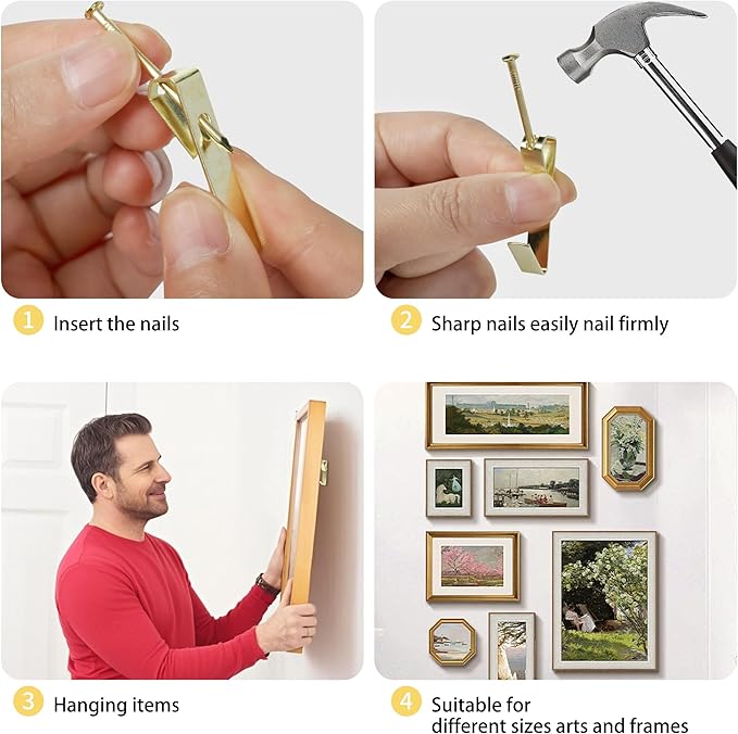 Aynoo 184 Pieces Picture Hanging Kit, Coat and Towel Wall Hooks, 3 Size Picture - Image 3
