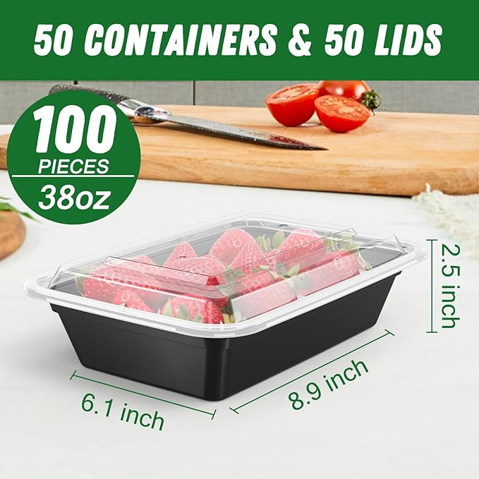 50 Pack 38 oz Meal Prep Containers Reusable - Image 2