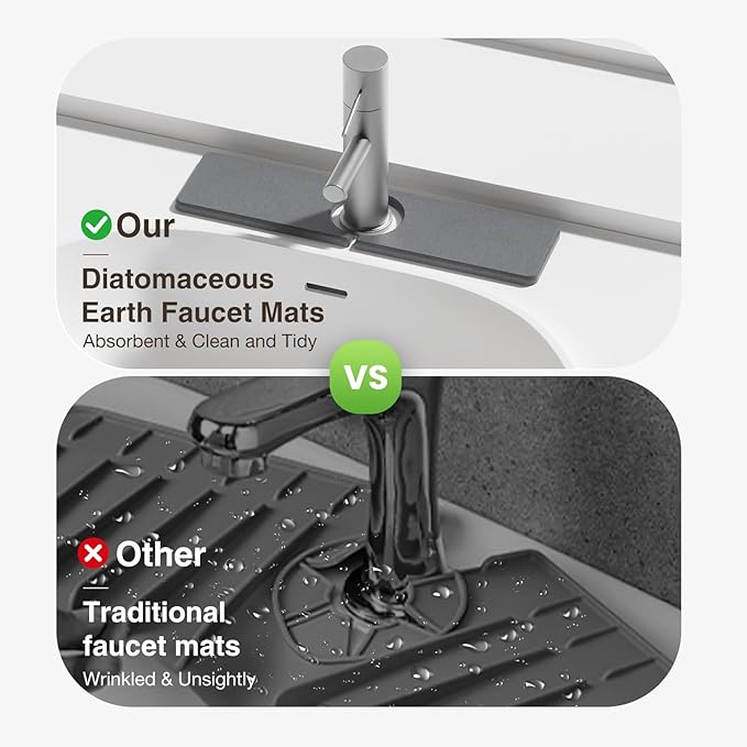 15.8" x 4" Stone Faucet Mat for Kitchen Sink, Quick Drying Diatomite Sink Tray - Image 6