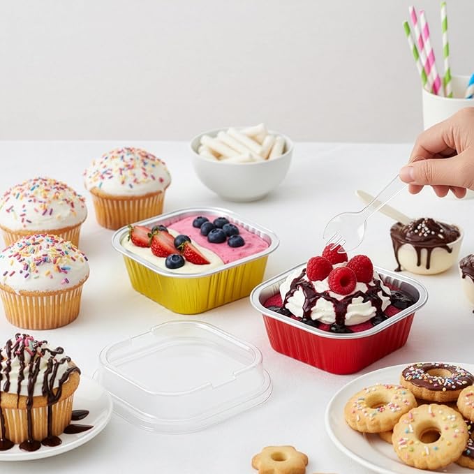 ZEAYEA 60 Pack 10 oz Aluminum Foil Baking Cups - Image 7