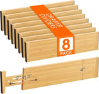 Lifewit 4" High 8 Pack Bamboo Drawer Dividers 43-54cm/17-21.5" Adjustable by Lifewit