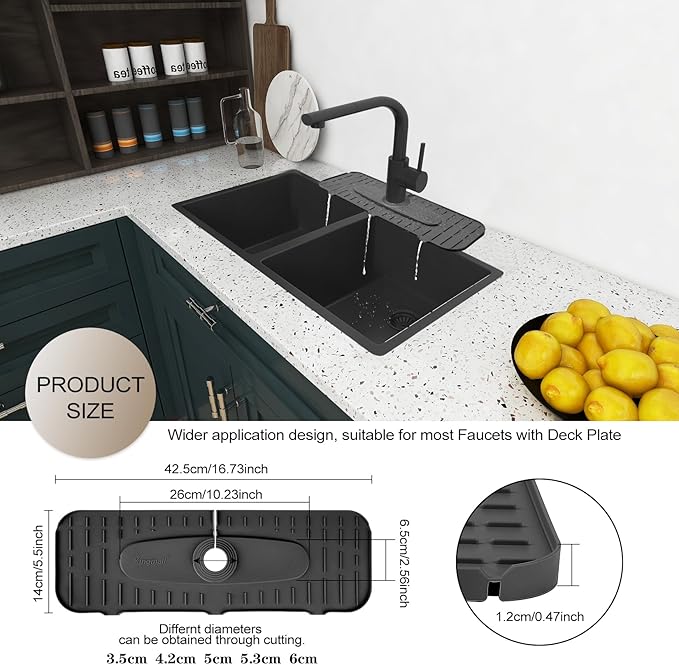 Upgraded Version Silicone Faucet Mat, Kingmall Kitchen Faucet Mat Silicone - Image 3