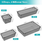 13 PCS Clear Plastic Drawer Organizers Set, 4 Size Desk Drawer Organizer Trays - Image 2