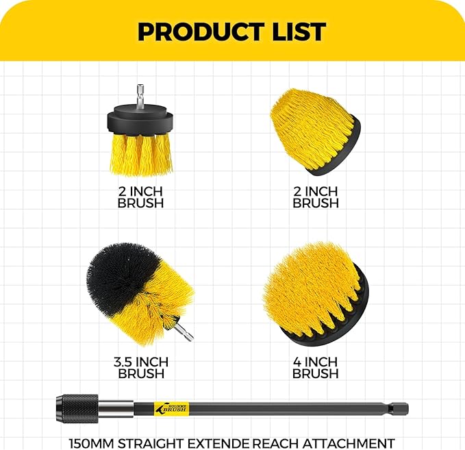 Holikme 5Pack Drill Brush Attachment Set，Power Scrubber Brush Extended Long - Image 5