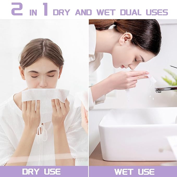 Disposable Face Towel 100 Count, Soft Cotton Face Towels, Dry Wipes Facial - Image 3