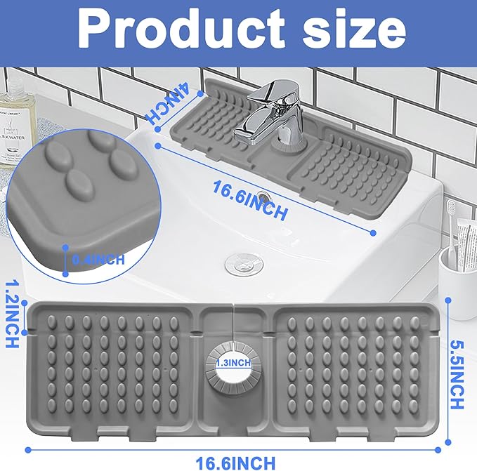 Faucet Mat for Kitchen Sink, Kitchen Sink Splash Guard, Outlet & Slope Upgraded - Image 6