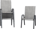 UDPATIO Patio Chairs Set of 6, Stackable Outdoor Dining Chairs for All Weather, Outdoor Furniture with Breathable Textilene Fabric, 350LBS Capacity, for Garden, Backyard, Deck (Light Grey) by UDPATIO