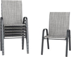 UDPATIO Patio Chairs Set of 6, Stackable Outdoor Dining Chairs for All Weather, Outdoor Furniture with Breathable Textilene Fabric, 350LBS Capacity, for Garden, Backyard, Deck (Light Grey) by UDPATIO