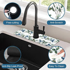 Watercolor Garland Flower Sink Splash Guard Faucet Mat Clover Leaves Super - Image 4