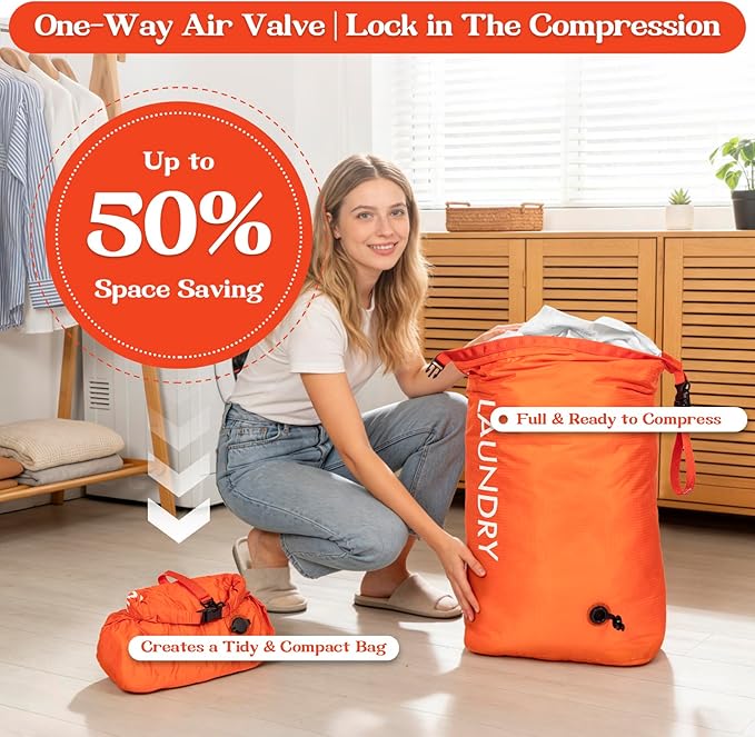 Travel Laundry Bag, Vacuum Compression Dirty Clothes Travel Bag, Waterproof - Image 4