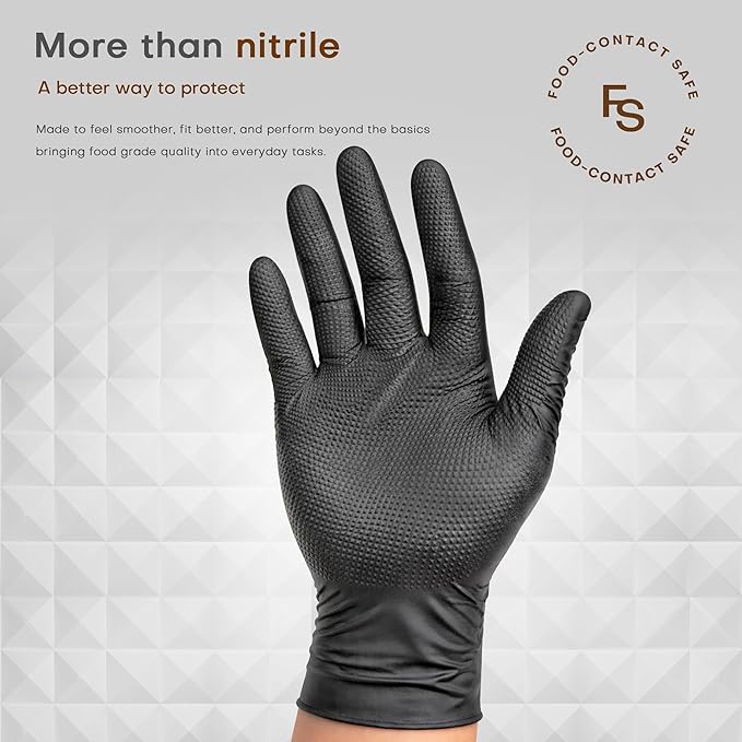 SUPER+ HEAVY DUTY Nitrile Gloves 8 Mil Diamond Texture Disposable Chemical - Image 3