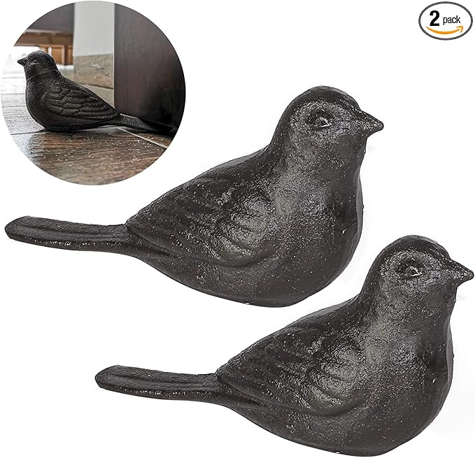 Door Stopper for Floor Decorative Cute Bird Heavy Duty Cast Iron Door Stop by Livfodrm