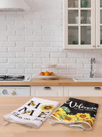 Bencailor 4 Pcs Sunflower Kitchen Towels Welcome to Our Home Hand Dish Towels - Image 6