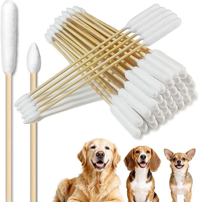 100 Pcs 6 Inch Extra Long Pet Cotton Swabs by YINXINSHE