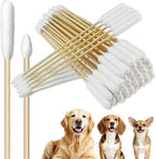 100 Pcs 6 Inch Extra Long Pet Cotton Swabs by YINXINSHE