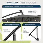 wikiwiki 10ft Solar LED Patio Umbrella with Base Included, Offset Umbrella with Weighted Sandbag Base, Cantilever Patio Umbrella for Backyard, Garden & Deck, 32 LED Lights & Polyester Shade, Dark Gray - Image 7