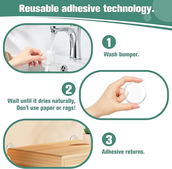 Strongest Door Knob Wall Shield, 2“ Clear Self Adhesive Round Soft Rubber Door - Image 8