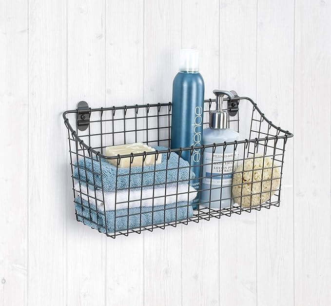Spectrum Extra Large Wire Wall Mount Storage Basket Industrial Gray, Vintage - Image 4