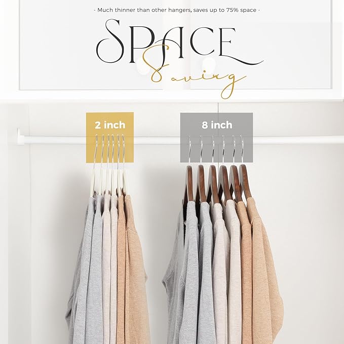 HOUSE DAY Premium Velvet Hangers 50 Pack Ivory, Non-Slip Flocked Felt Hangers - Image 3