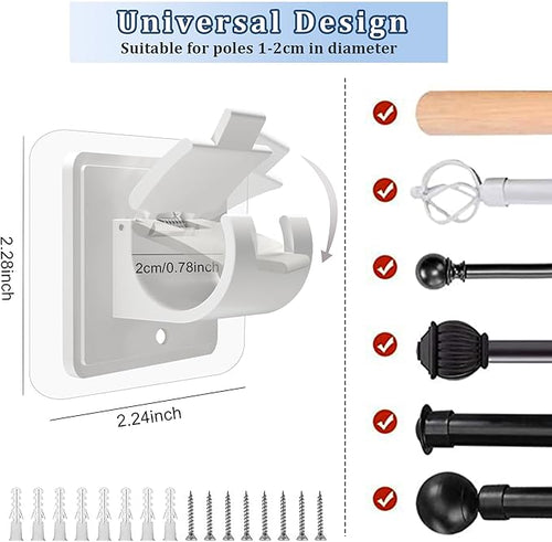 14PCS No Drill Curtain Rod Brackets No Drilling Self Adhesive Curtain Rod - Image 2