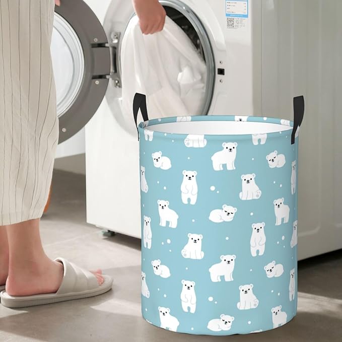 Cute Polar Bears Laundry Hamper Bag - Image 6