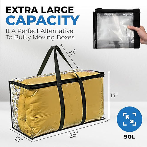 2 Pack Clear Large Moving Bags, Heavy Duty Storage Bags, College Totes - Image 2