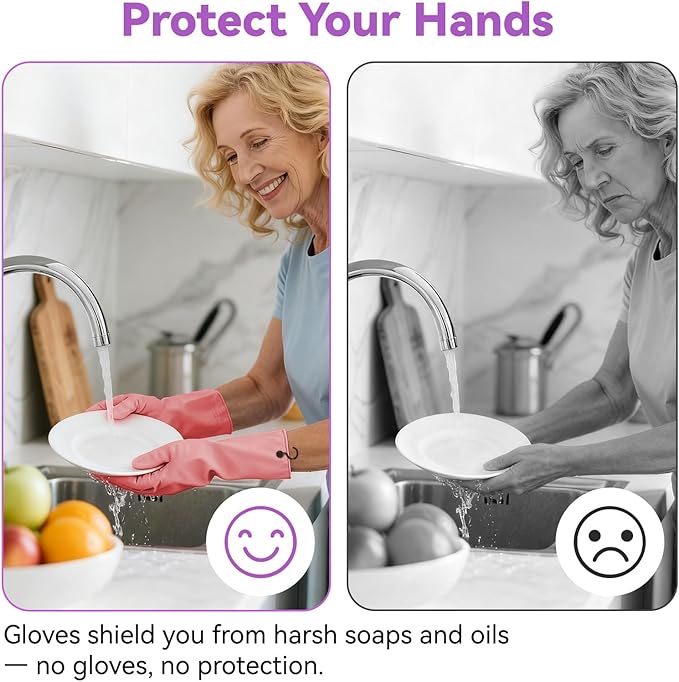 Dishwashing Rubber Gloves for Cleaning – 4 Pairs Kitchen Gloves - Image 5