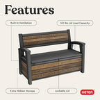 Keter Signature 60 Gallon Storage Bench Deck Box for Patio Furniture, Front Porch Decor and Outdoor Seating – Perfect to Store Garden Tools, Walnut - Image 4