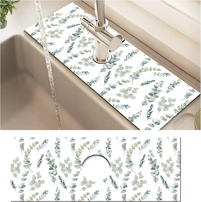 Absorbent Splash Guard Mat for Kitchen Sink, 15×5.5 Inch Cute Fast Drying Drip by Unknown