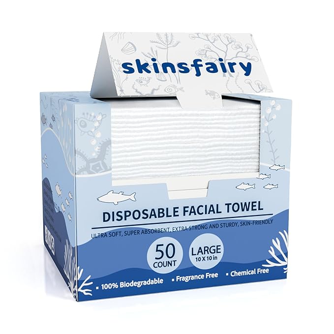 Disposable Face Towels, Ultra Soft Biodegradable Dry Wipes, Makeup Remover by Skinsfairy