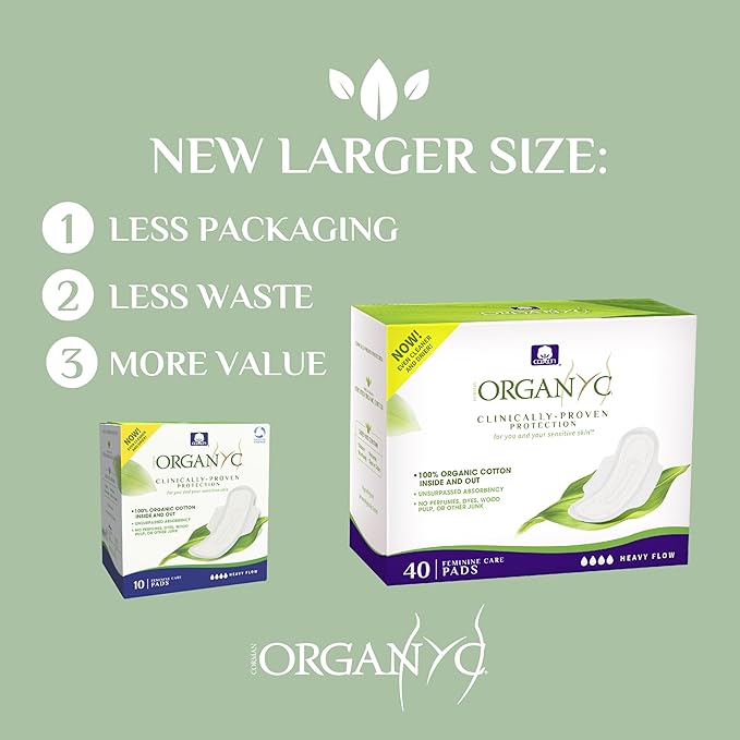 Organyc - 100% Certified Organic Cotton Inside and Out Feminine Pads, Sanitary - Image 7