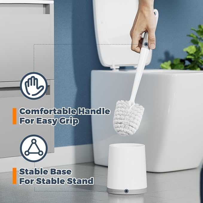 Toilet Brush, 4 Pack Toilet Brush and Holder Set, Toilet Bowl Brush - Image 4