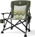 EVER ADVANCED Oversized Folding Camping Chair, for Adults Heavy Duty Lawn Chair with Side Pockets, Portable Collapsible Quad Chair for Outside, Support Up to 500lbs, Green by EVERADVANCED